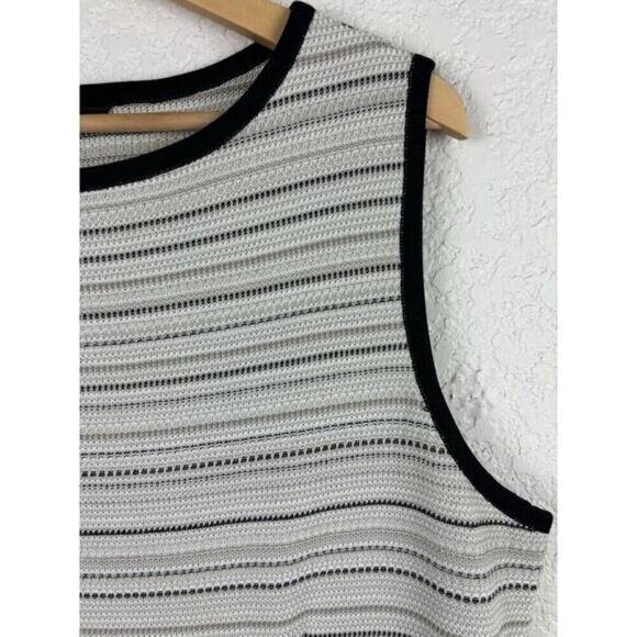 Misook‎ Womens Dress Size Large Black White Striped Sleeveless Career MINOR FLAW - Picture 2 of 11